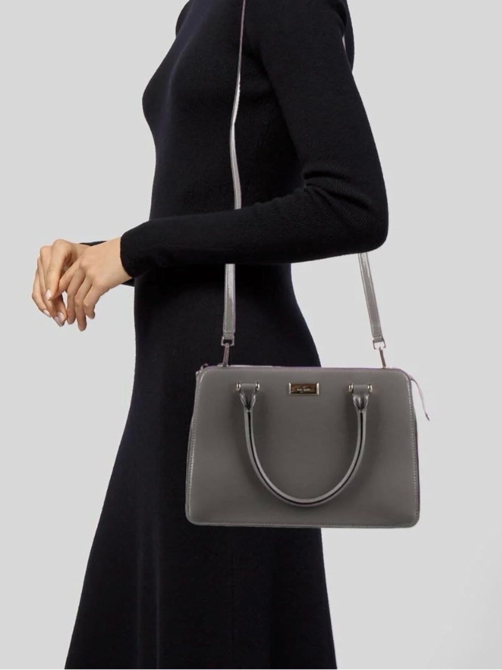 Kate Spade | Bixby Place Lise crossbody shoulder shiny gray 100% leather Glossy